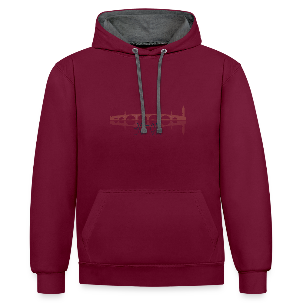 UNISEX HOODIE - ALTE BRÜCKE DAHÄM TRANSPARENT - Weinrot/Anthrazit