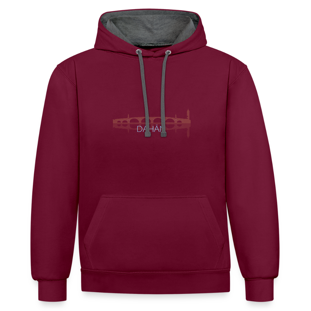 UNISEX HOODIE - ALTE BRÜCKE DAHÄM DARK - Weinrot/Anthrazit