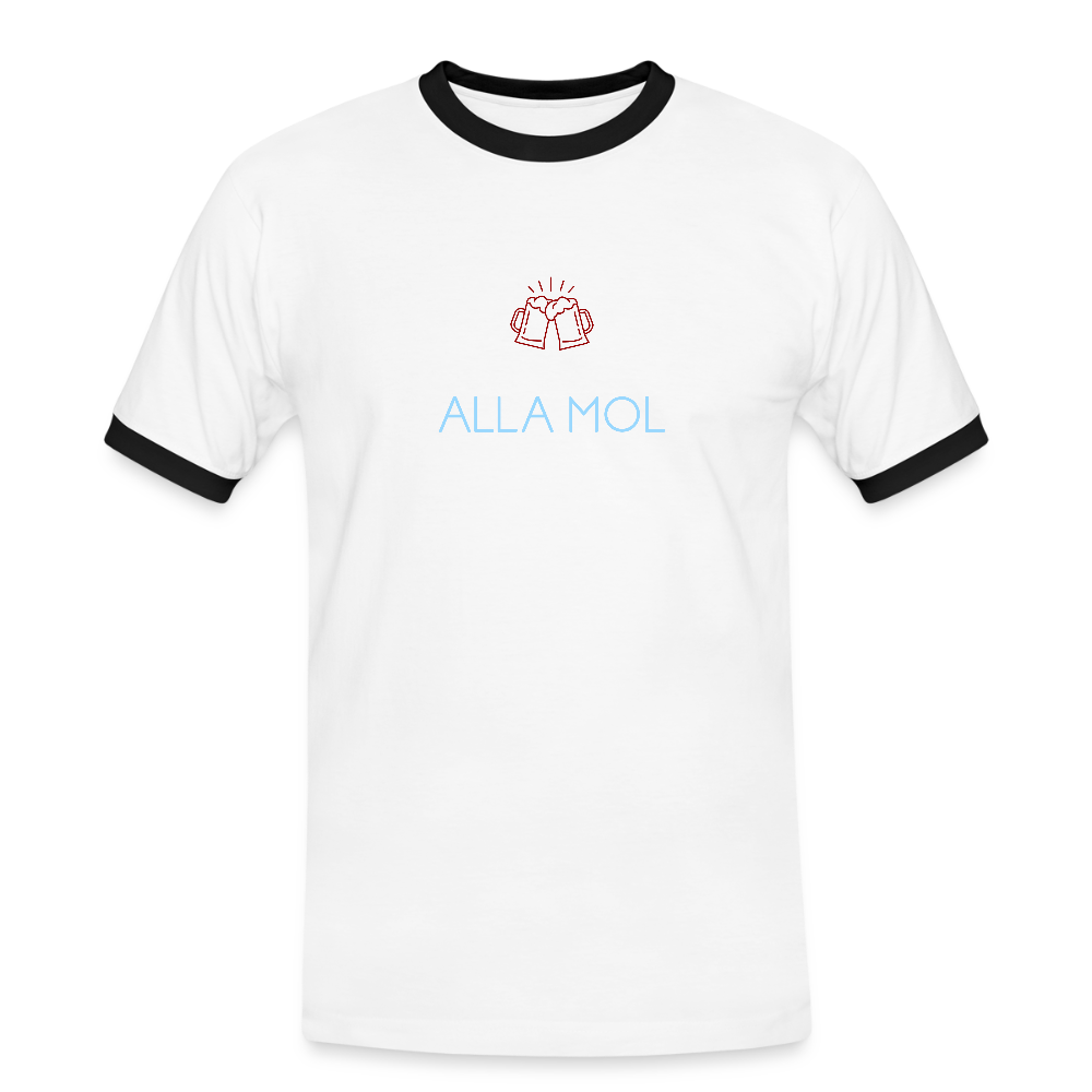 HERREN KONTRAST SHIRT - ALLA MOL DARK - Weiß/Schwarz