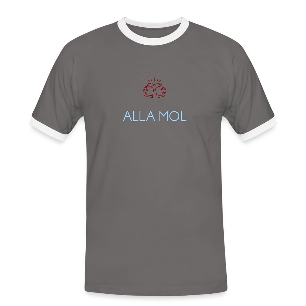 HERREN KONTRAST SHIRT - ALLA MOL DARK - Dunkelgrau/Weiß
