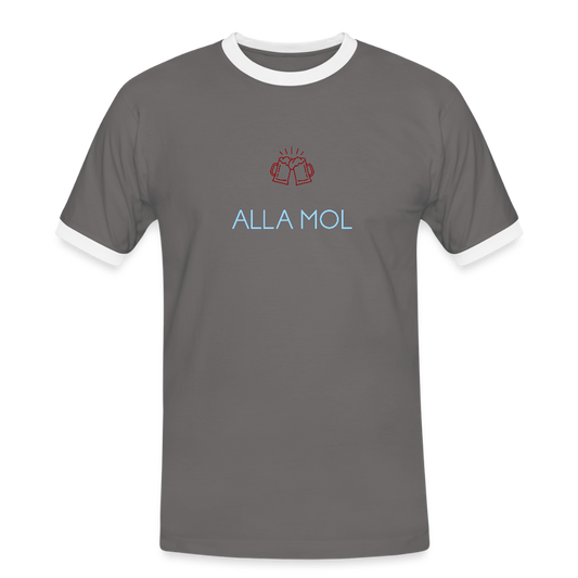 HERREN KONTRAST SHIRT - ALLA MOL DARK - Dunkelgrau/Weiß
