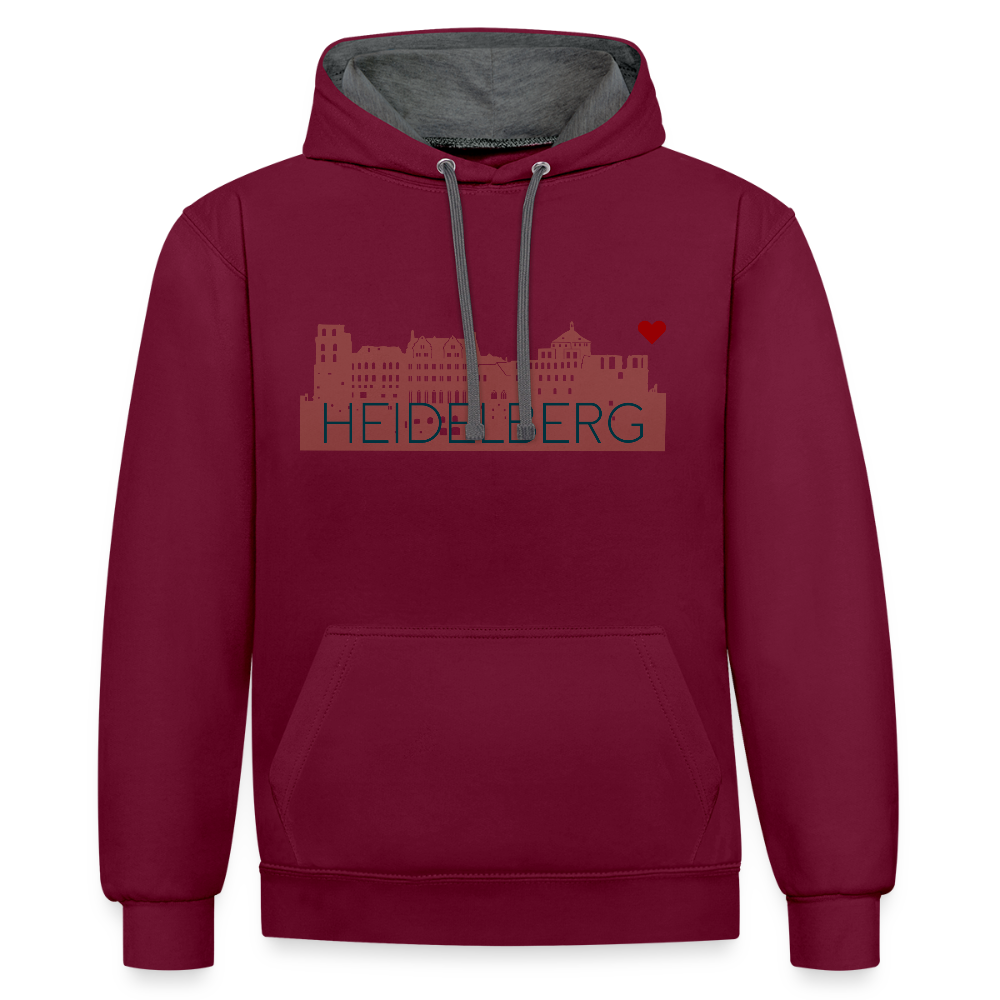 UNISEX HOODIE - HEIDELBERGER SCHLOSS DARK - Weinrot/Anthrazit
