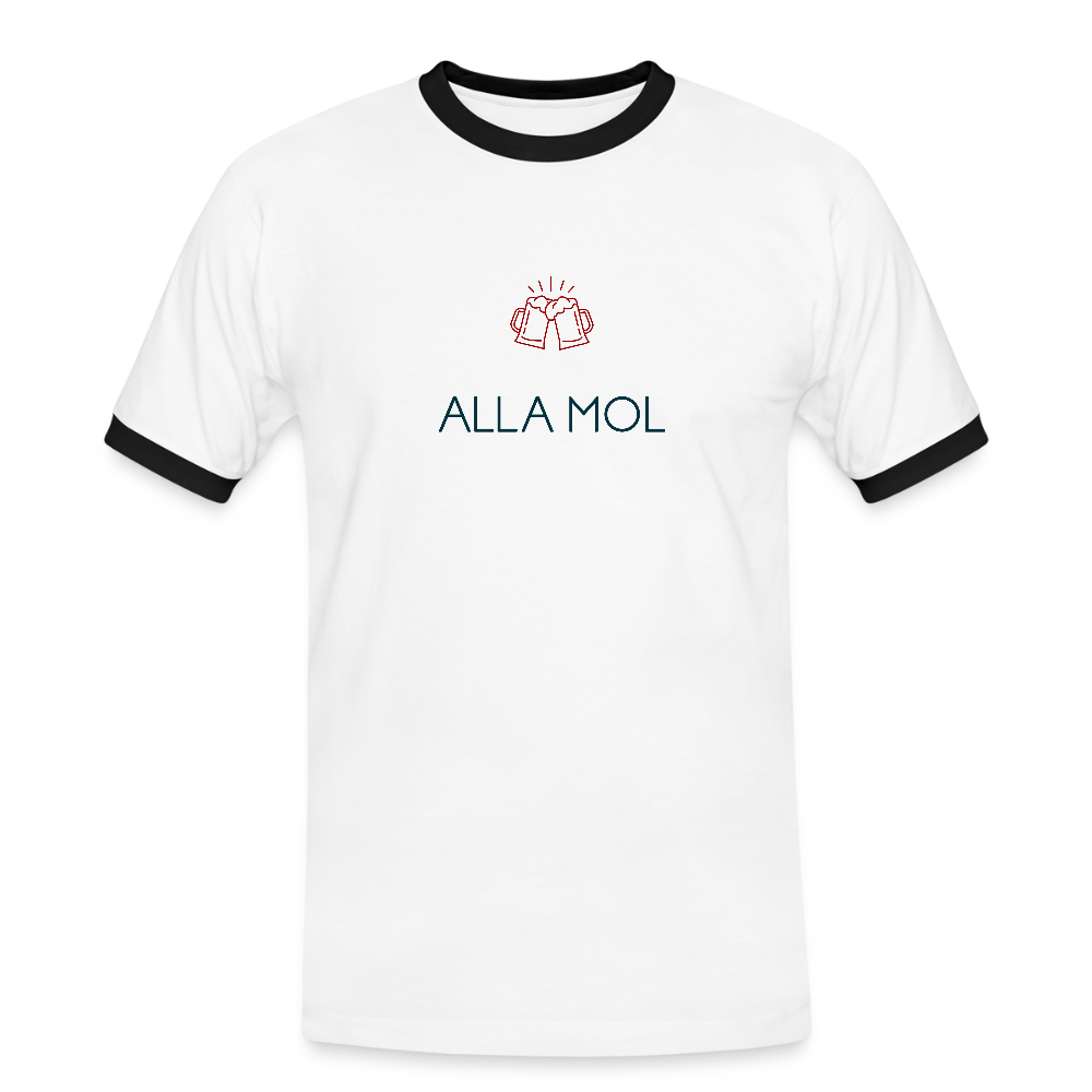 HERREN KONTRAST SHIRT - ALLA MOL TRANSPARENT - Weiß/Schwarz