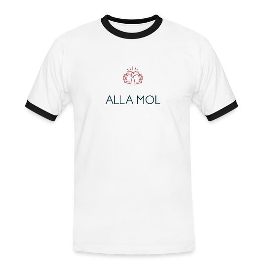 HERREN KONTRAST SHIRT - ALLA MOL TRANSPARENT - Weiß/Schwarz