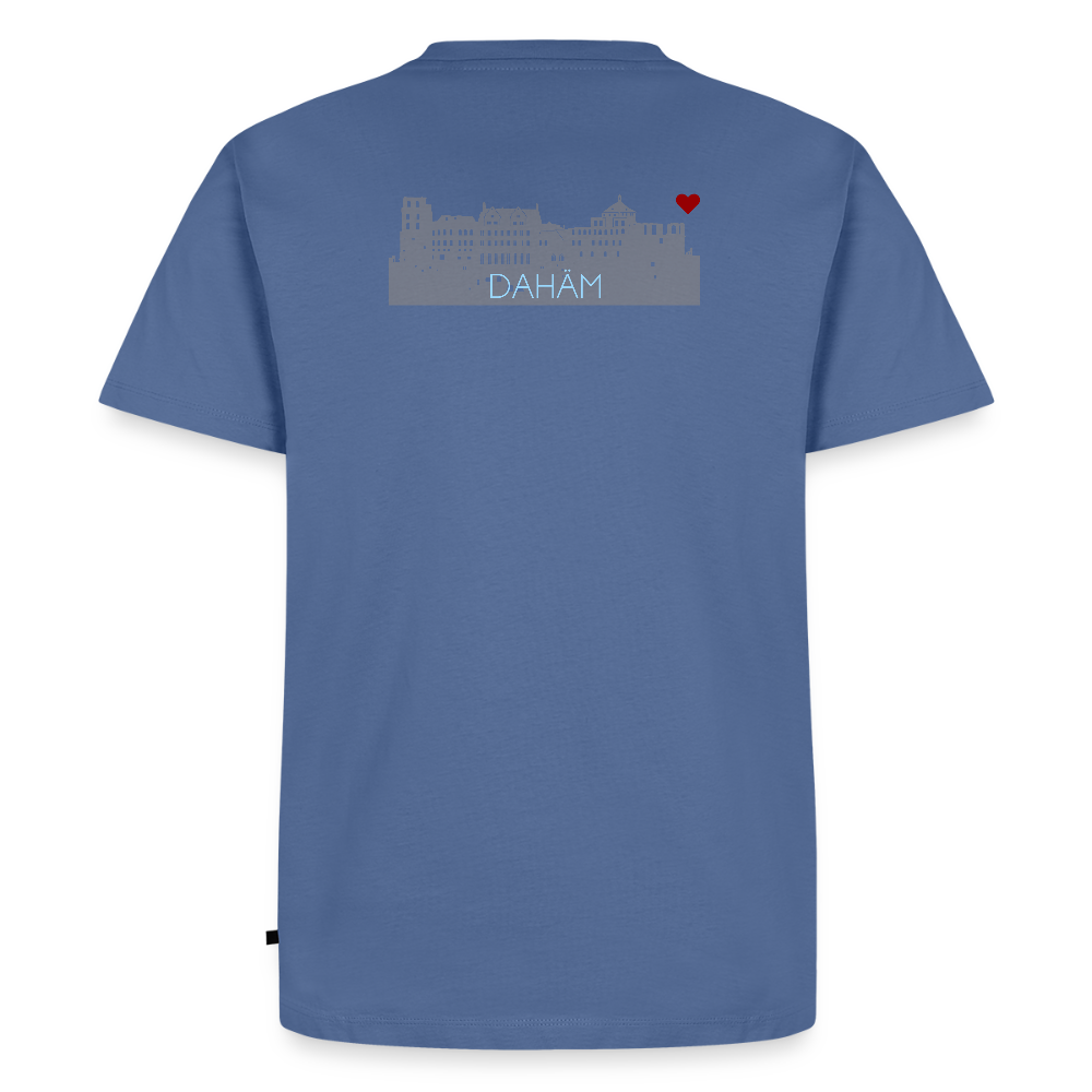 HERREN ORGANIC SHIRT - HEIDELBERGER SCHLOSS DAHÄM (DESIGN HINTEN) DARK - Taubenblau