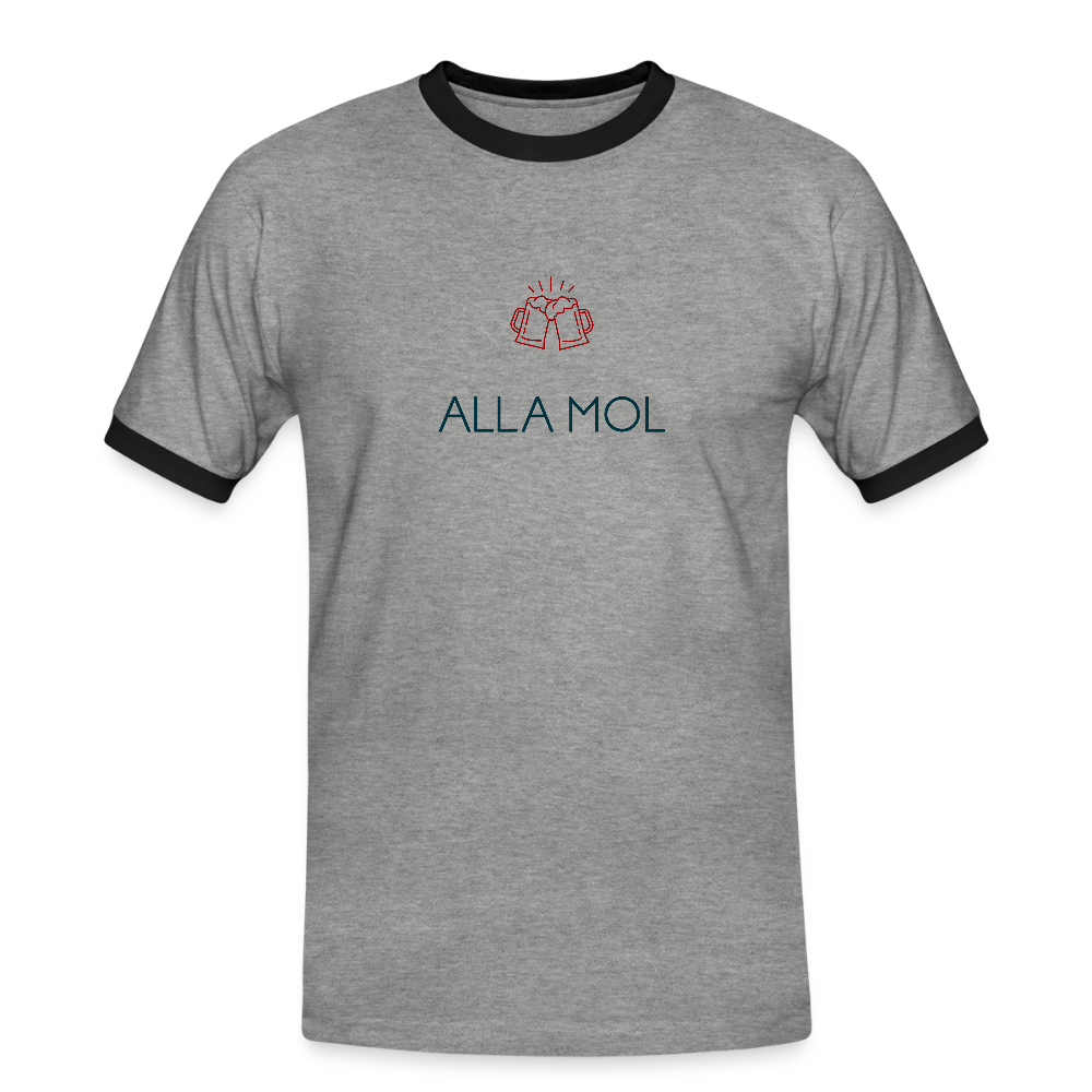 HERREN KONTRAST SHIRT - ALLA MOL TRANSPARENT - Grau meliert/Schwarz