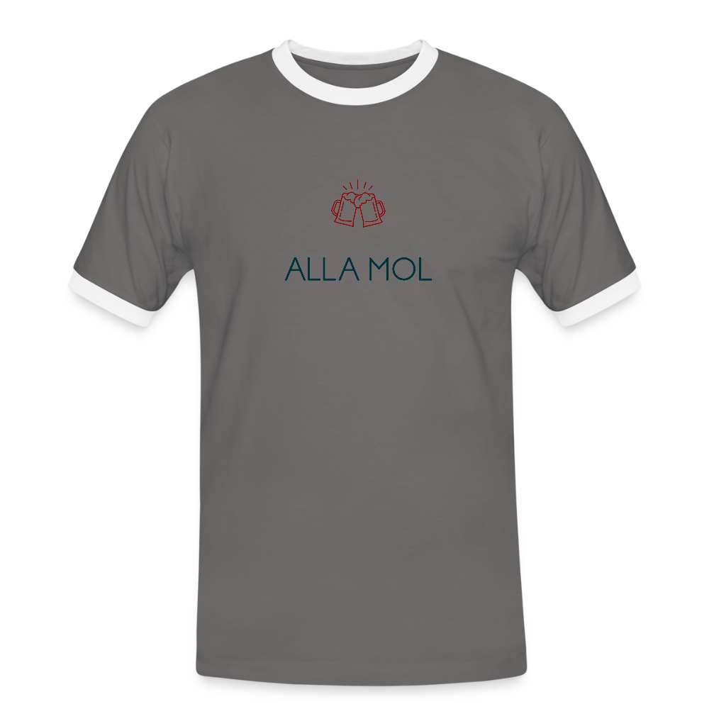 HERREN KONTRAST SHIRT - ALLA MOL TRANSPARENT - Dunkelgrau/Weiß