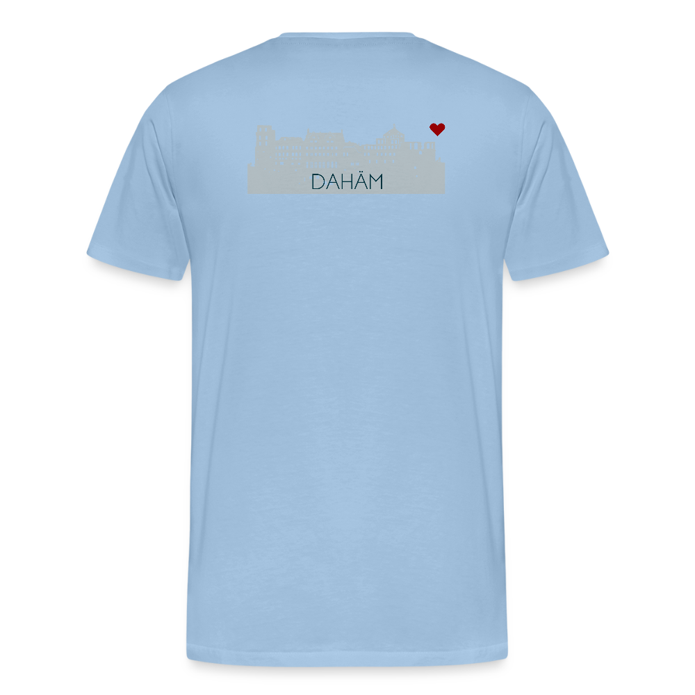 HERREN ORGANIC SHIRT - HEIDELBERGER SCHLOSS DAHÄM (DESIGN HINTEN) TRANSPARENT - Sky