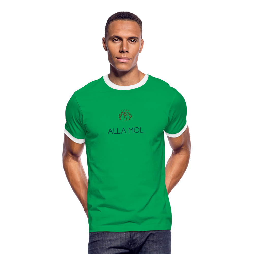 HERREN KONTRAST SHIRT - ALLA MOL TRANSPARENT - Kelly Green/Weiß