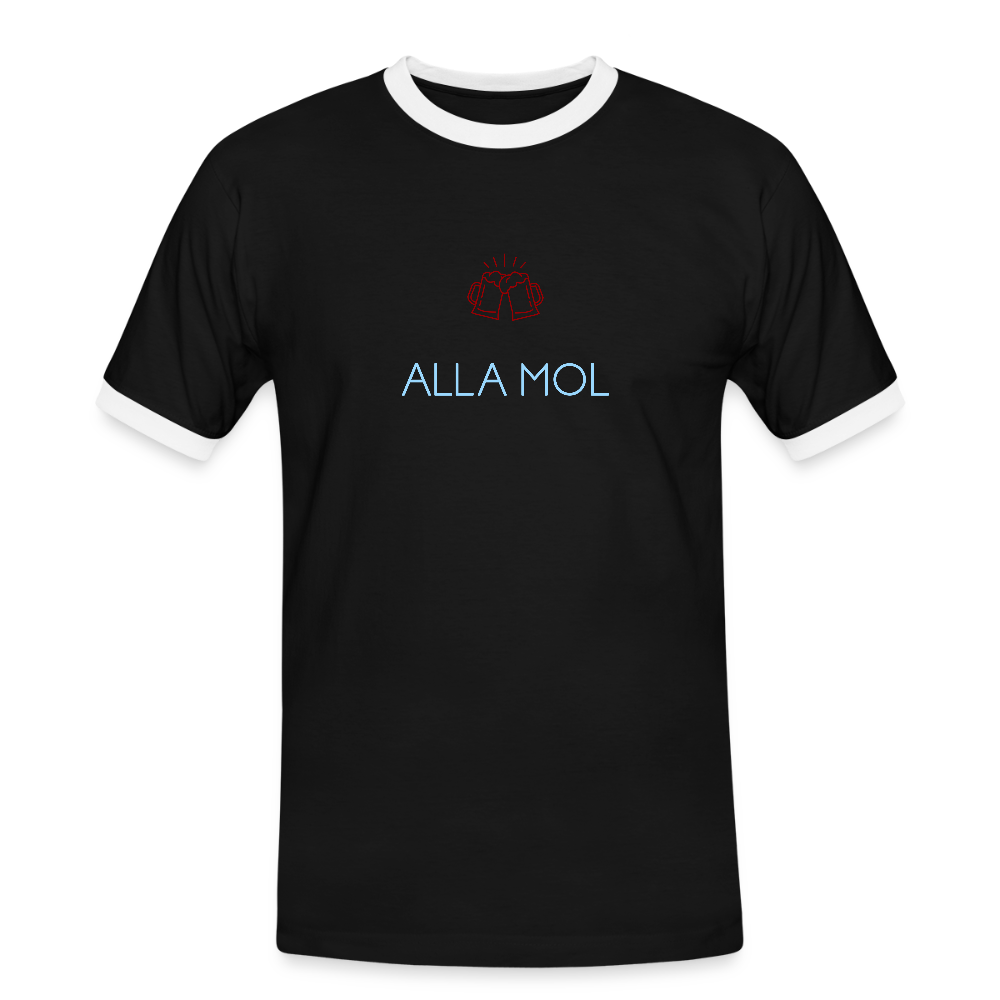 HERREN KONTRAST SHIRT - ALLA MOL DARK - Schwarz/Weiß