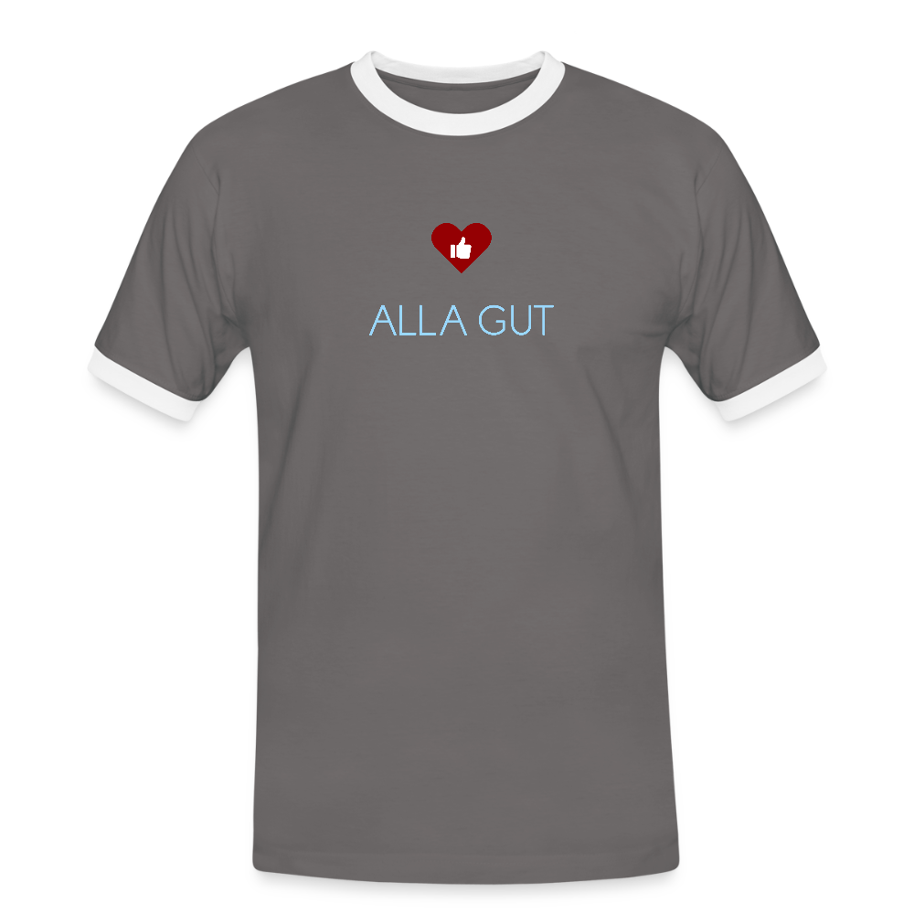 HERREN KONTRAST SHIRT- ALLA GUT DARK - Dunkelgrau/Weiß