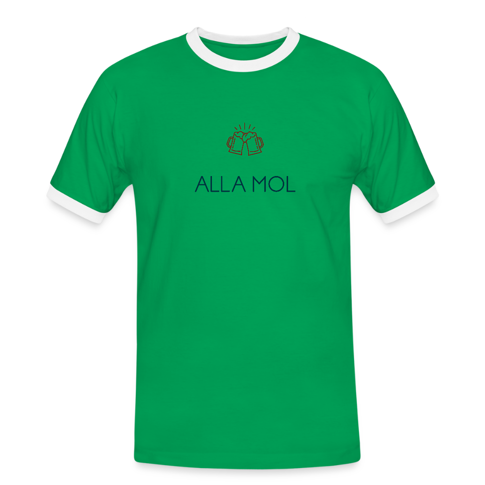 HERREN KONTRAST SHIRT - ALLA MOL TRANSPARENT - Kelly Green/Weiß