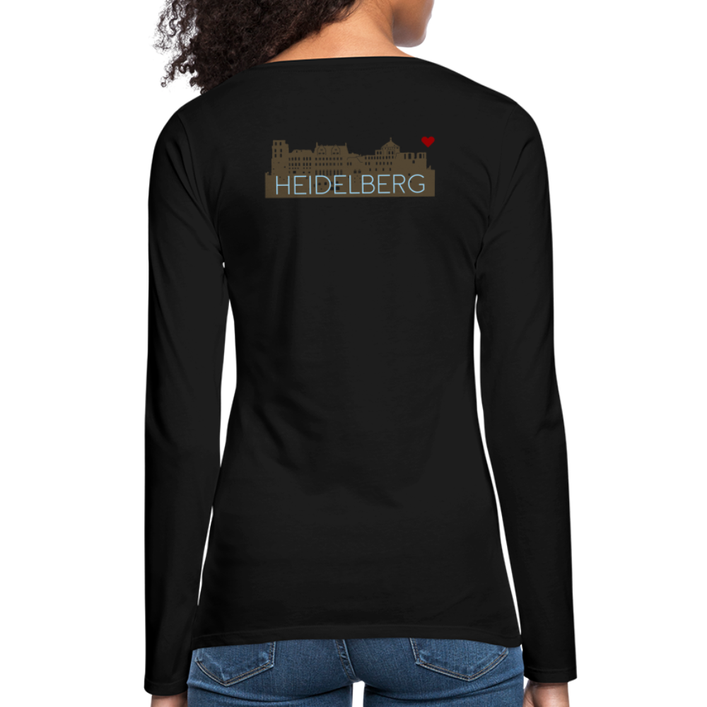 DAMEN LANGARM-SHIRT - HEIDELBERGER SCHLOSS (DESIGN HINTEN) DARK - Schwarz