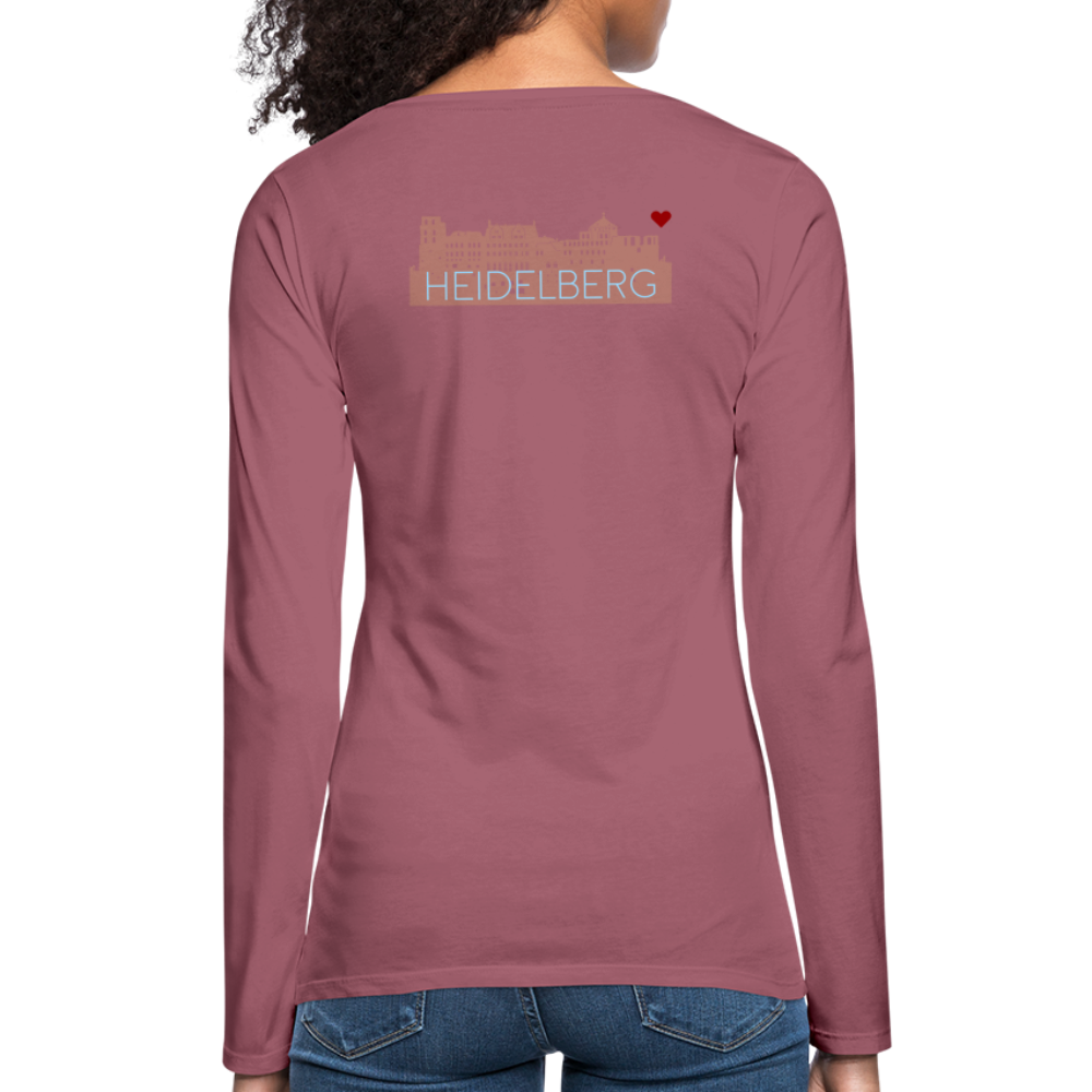 DAMEN LANGARM-SHIRT - HEIDELBERGER SCHLOSS (DESIGN HINTEN) DARK - Malve