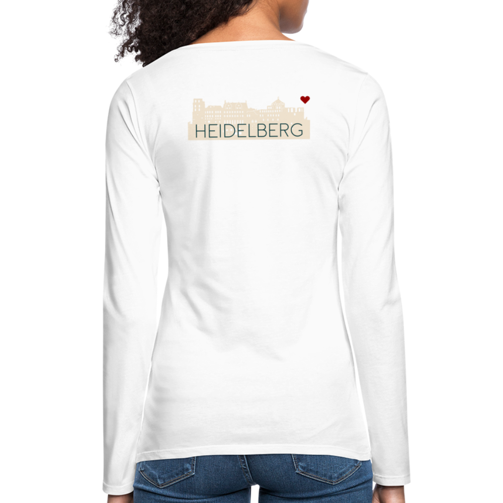 DAMEN LANGARM-SHIRT - HEIDELBERGER SCHLOSS (DESIGN HINTEN) TRANSPARENT - weiß