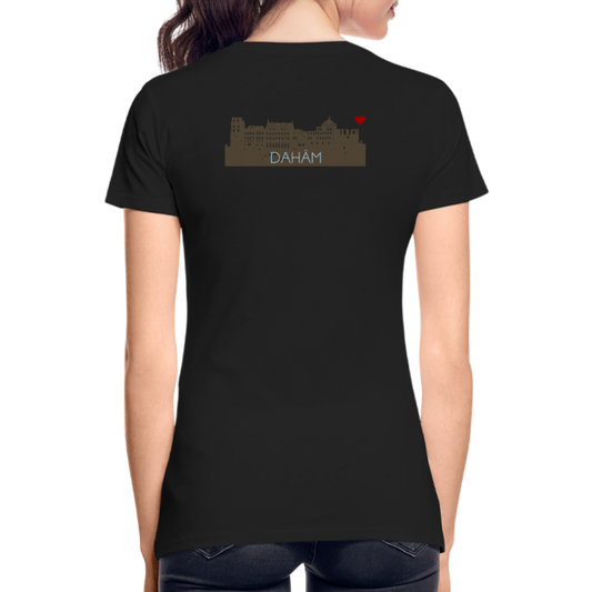 DAMEN ORGANIC SHIRT - HEIDELBERGER SCHLOSS DAHÄM (DESIGN HINTEN) DARK - Schwarz