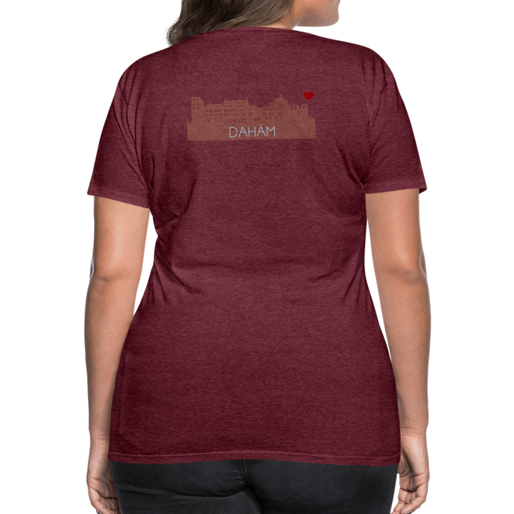 DAMEN SHIRT - HEIDELBERGER SCHLOSS DAHÄM (DESIGN HINTEN) DARK - Bordeauxrot meliert