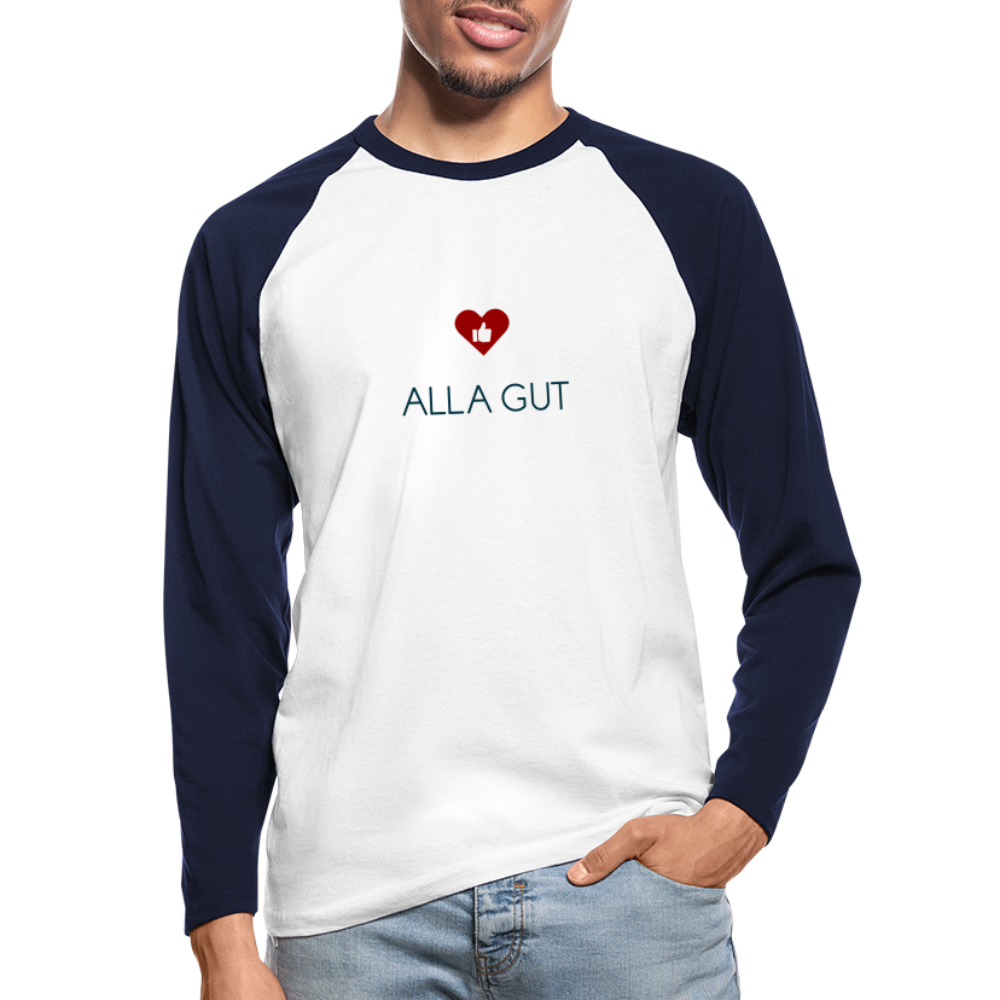 HERREN KONTRAST-LANGARM-SHIRT - ALLA GUT TRANSPARENT - Weiß/Navy