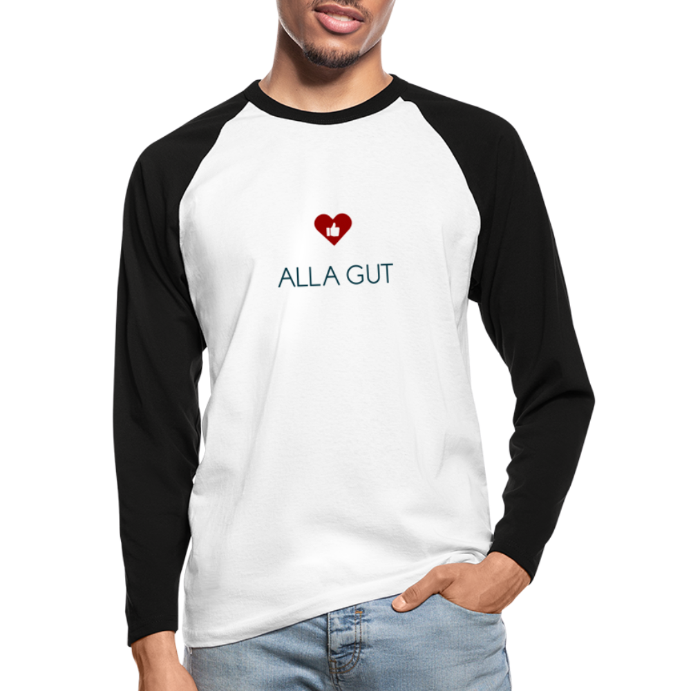 HERREN KONTRAST-LANGARM-SHIRT - ALLA GUT TRANSPARENT - Weiß/Schwarz