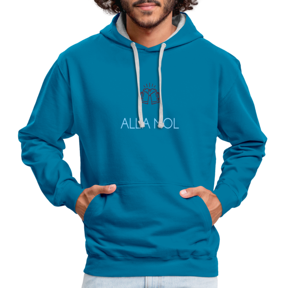 UNISEX HOODIE - ALLA MOL BIER DARK - Pfauenblau/Grau meliert