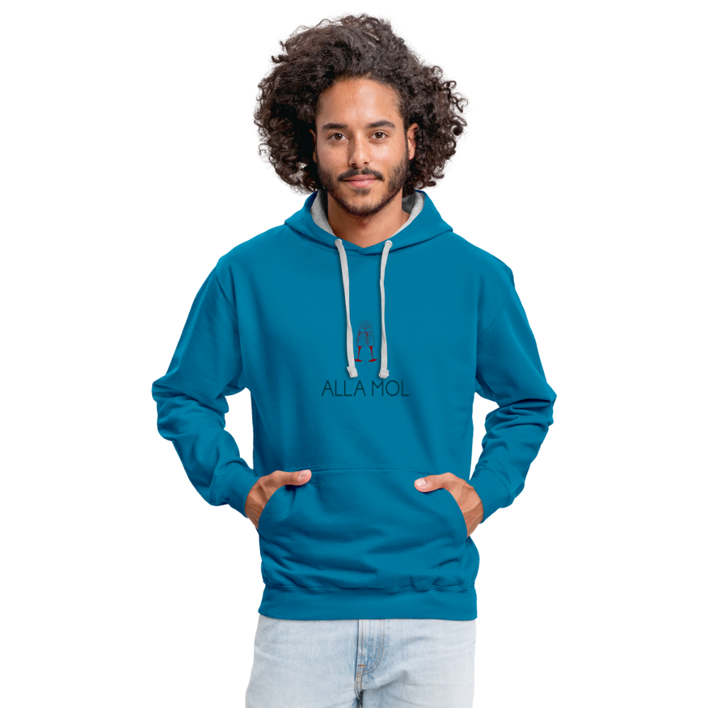 UNISEX HOODIE - ALLA MOL SEKT TRANSPARENT - Pfauenblau/Grau meliert