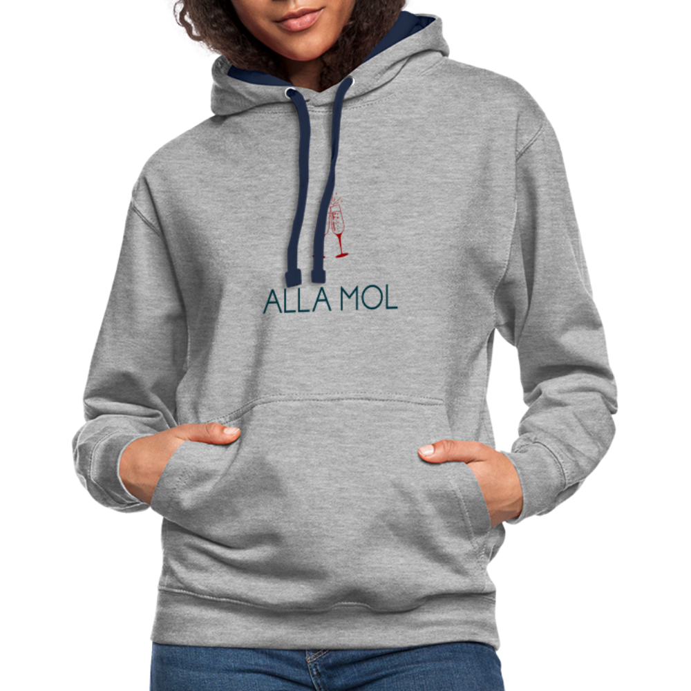 UNISEX HOODIE - ALLA MOL SEKT TRANSPARENT - Grau meliert/Navy