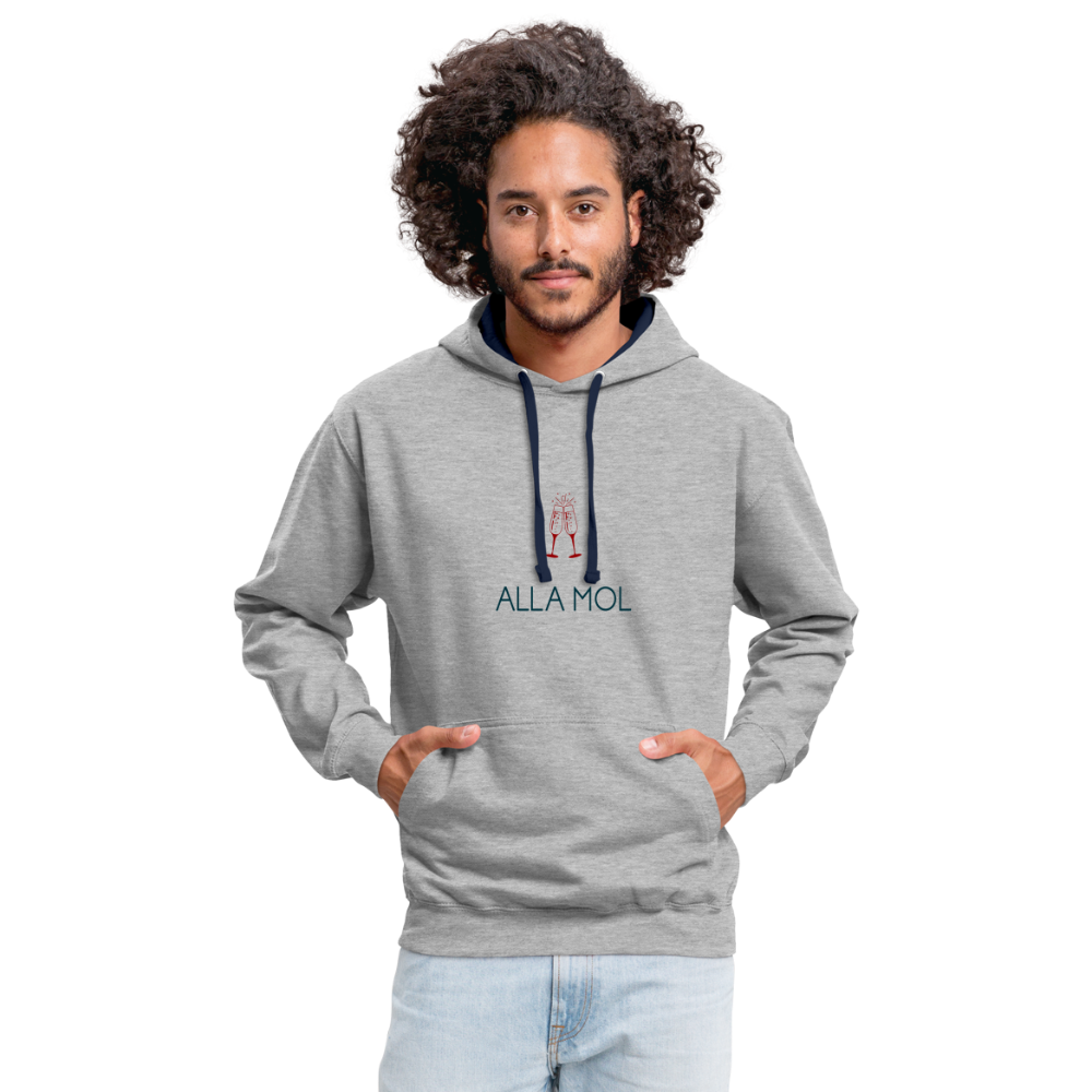 UNISEX HOODIE - ALLA MOL SEKT TRANSPARENT - Grau meliert/Navy