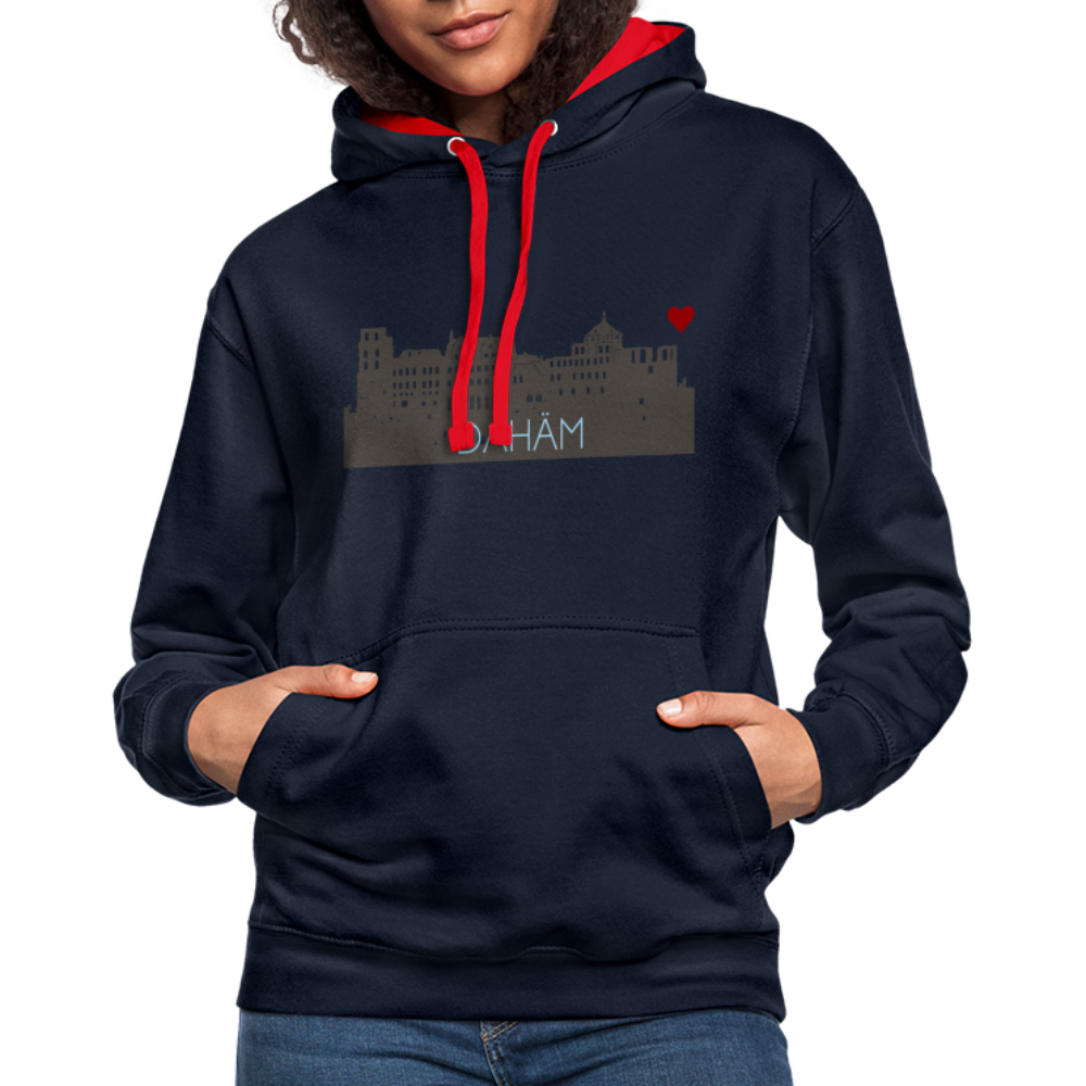 UNISEX HOODIE - HEIDELBERGER SCHLOSS DAHÄM DARK - Navy/Rot