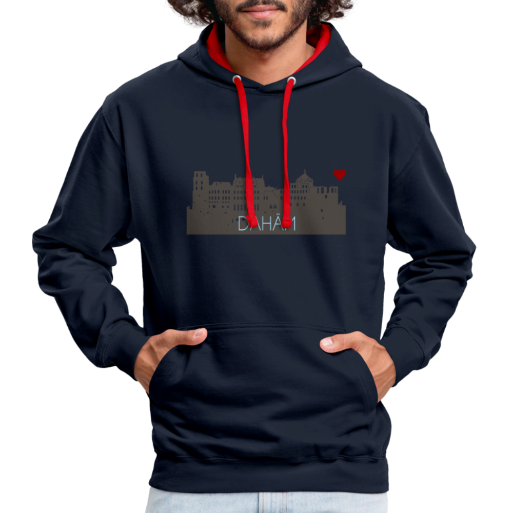 UNISEX HOODIE - HEIDELBERGER SCHLOSS DAHÄM DARK - Navy/Rot