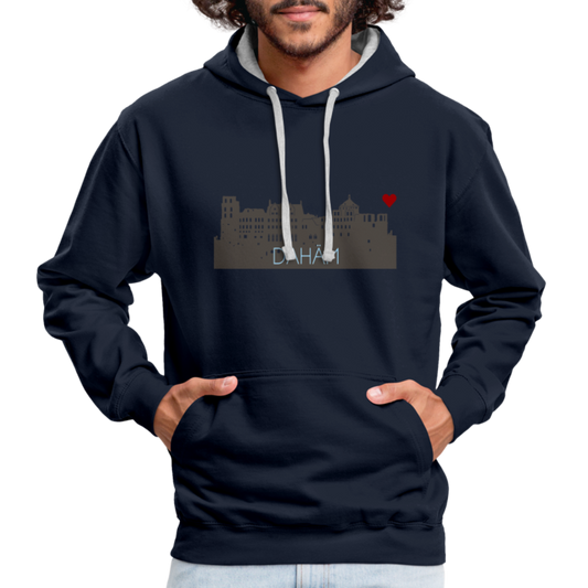 UNISEX HOODIE - HEIDELBERGER SCHLOSS DAHÄM DARK - Navy/Grau meliert