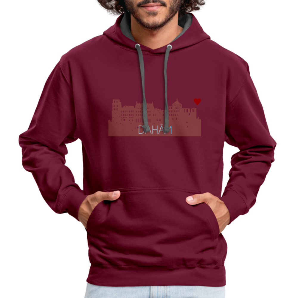 UNISEX HOODIE - HEIDELBERGER SCHLOSS DAHÄM DARK - Weinrot/Anthrazit