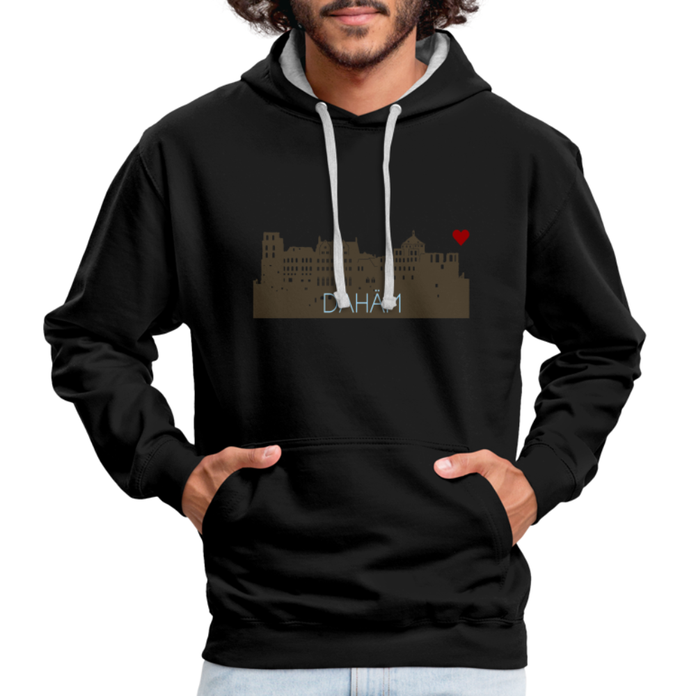 UNISEX HOODIE - HEIDELBERGER SCHLOSS DAHÄM DARK - Schwarz/Grau meliert