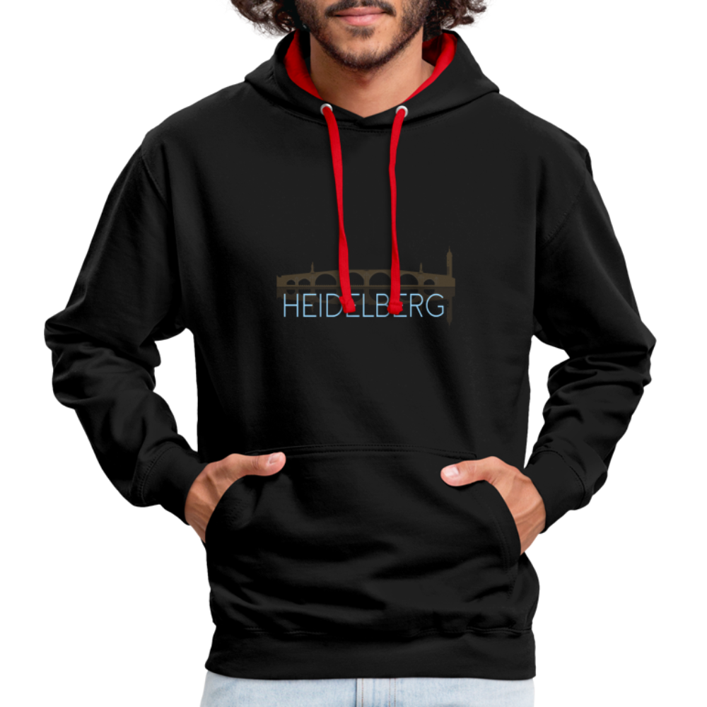 UNISEX HOODIE - ALTE BRÜCKE HEIDELBERG DARK - Schwarz/Rot