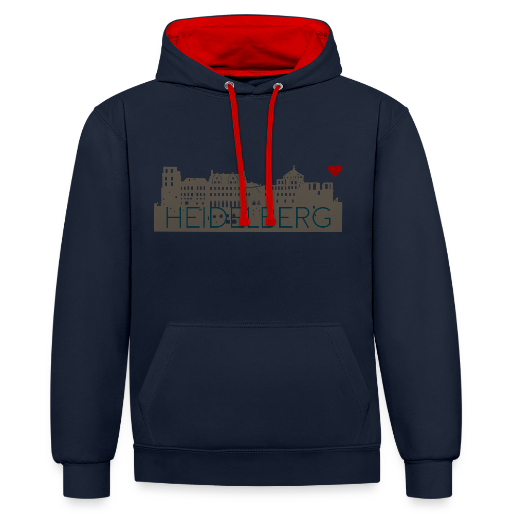 UNISEX HOODIE - HEIDELBERGER SCHLOSS DARK - Navy/Rot