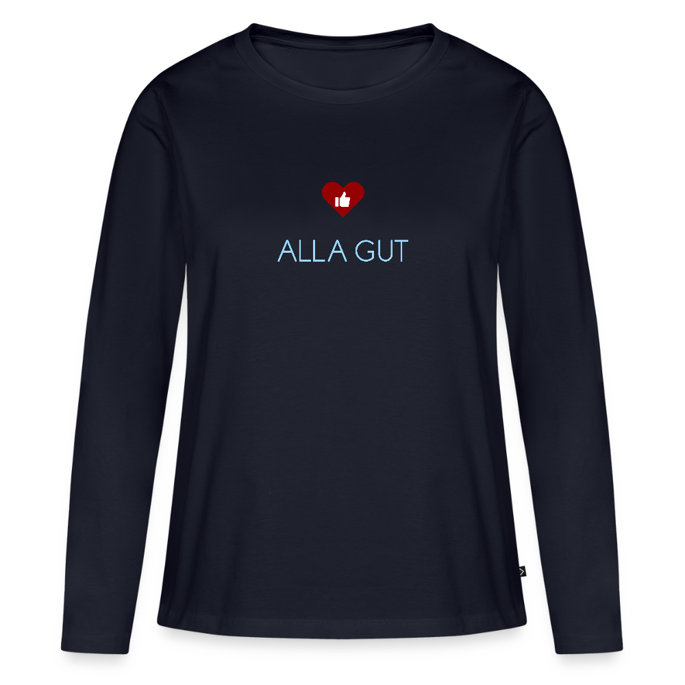 DAMEN ORGANIC LANGARM-SHIRT - ALLA GUT DARK - Navy