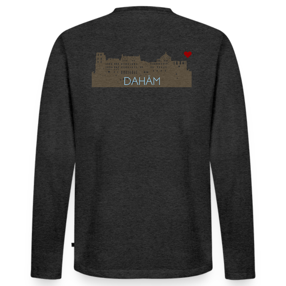 HERREN ORGANIC LANGARM-SHIRT - HEIDELBERGER SCHLOSS DAHÄM (DESIGN HINTEN) DARK - Anthrazit meliert