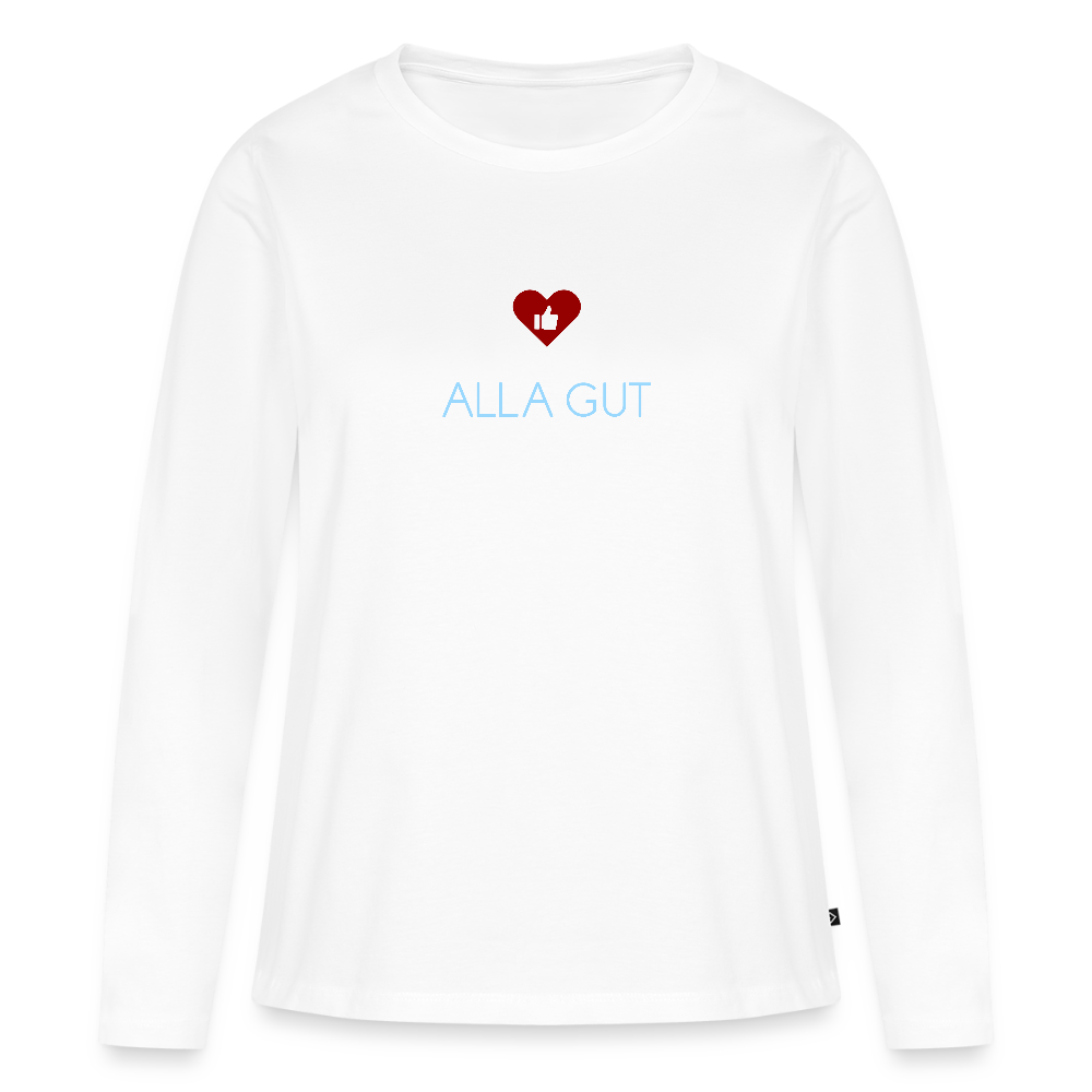 DAMEN ORGANIC LANGARM-SHIRT - ALLA GUT DARK - Weiß