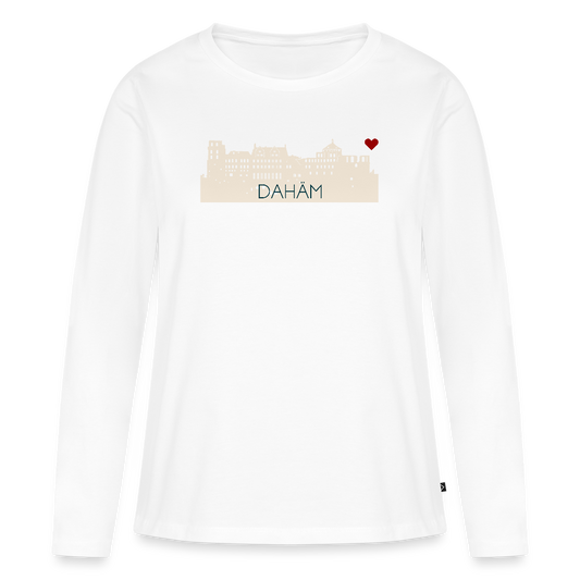 DAMEN ORGANIC LANGARM-SHIRT - HEIDELBERGER SCHLOSS DAHÄM TRANSPARENT - Weiß