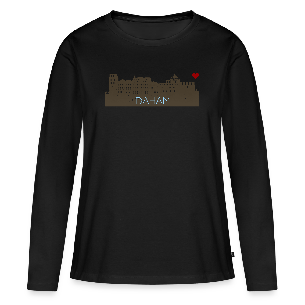 DAMEN ORGANIC LANGARM-SHIRT - HEIDELBERGER SCHLOSS DAHÄM DARK - Schwarz