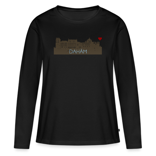 DAMEN ORGANIC LANGARM-SHIRT - HEIDELBERGER SCHLOSS DAHÄM DARK - Schwarz