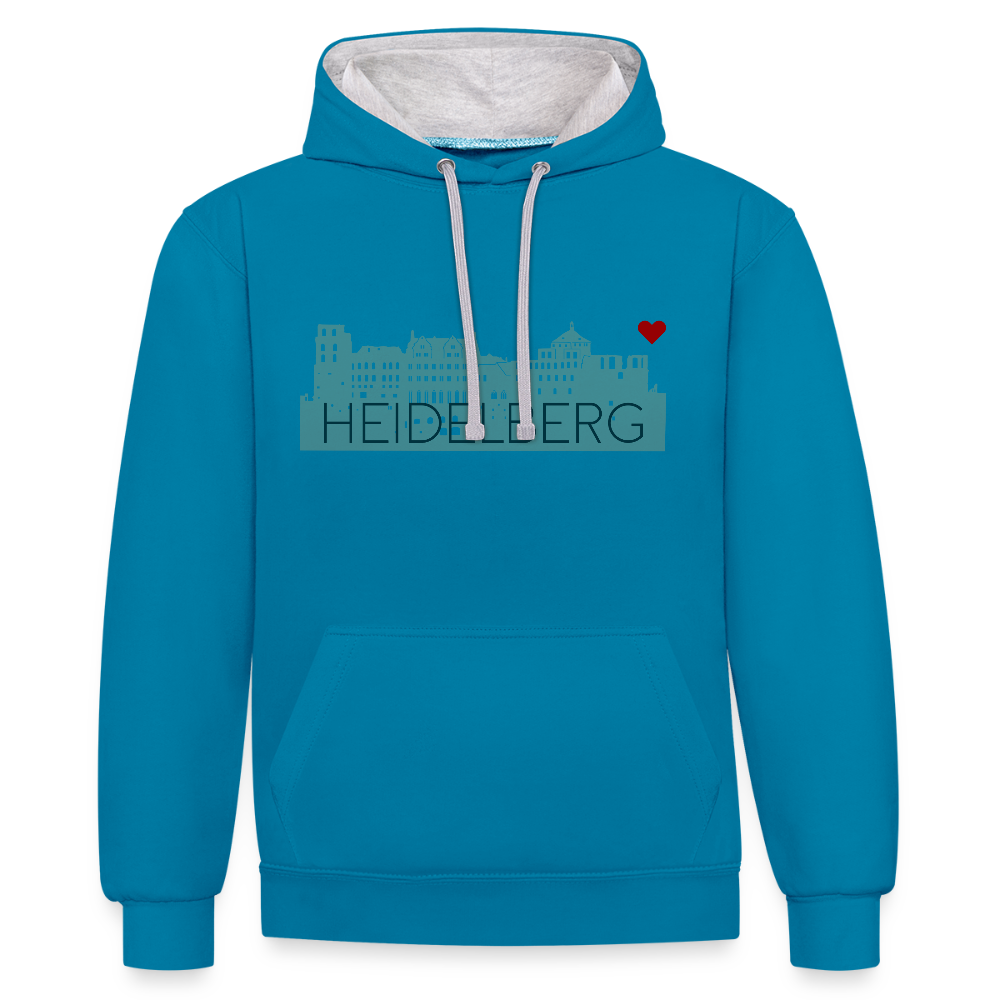 UNISEX HOODIE - HEIDELBERGER SCHLOSS DARK - Pfauenblau/Grau meliert