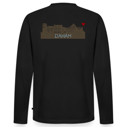 HERREN ORGANIC LANGARM-SHIRT - HEIDELBERGER SCHLOSS DAHÄM (DESIGN HINTEN) DARK - Schwarz