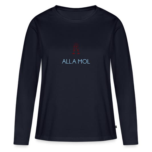 DAMEN ORGANIC LANGARM-SHIRT - ALLA MOL DARK - Navy