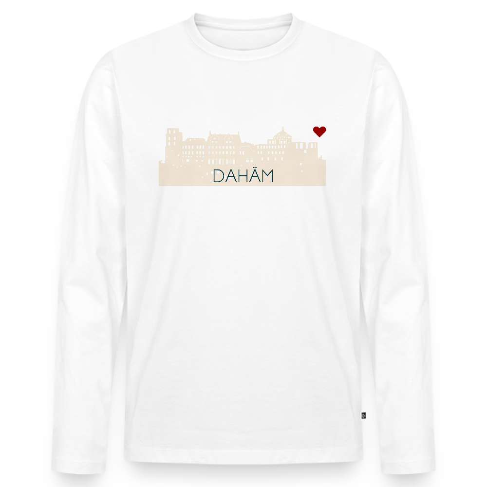 HERREN ORGANIC LANGARM-SHIRT - HEIDELBERGER SCHLOSS DAHÄM TRANSPARENT - Weiß