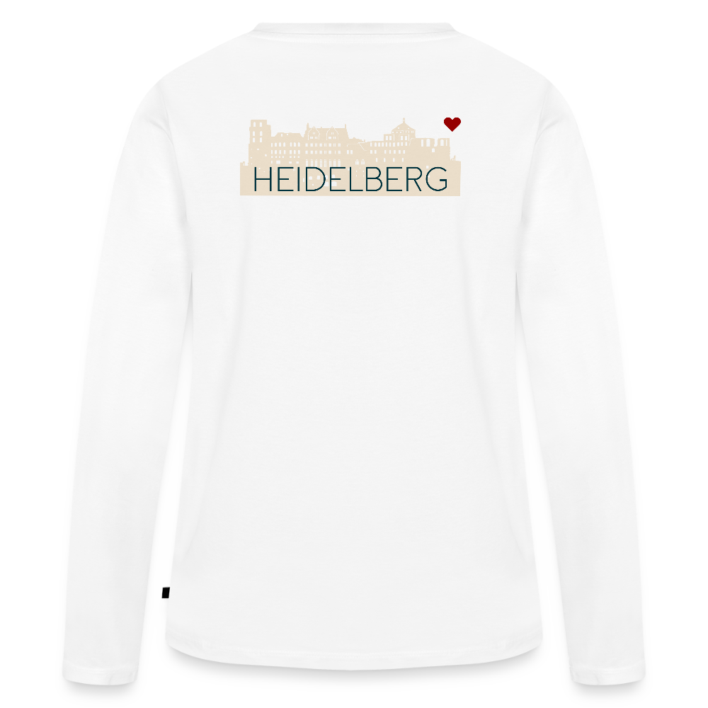 DAMEN ORGANIC LANGARM-SHIRT - HEIDELBERGER SCHLOSS (DESIGN HINTEN) TRANSPARENT - Weiß