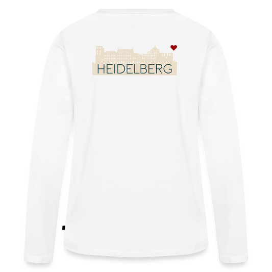 DAMEN ORGANIC LANGARM-SHIRT - HEIDELBERGER SCHLOSS (DESIGN HINTEN) TRANSPARENT - Weiß