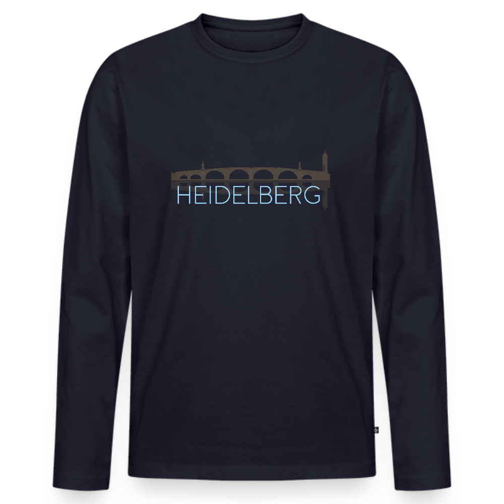 HERREN ORGANIC LANGARM-SHIRT - ALTE BRÜCKE HEIDELBERG DARK - Navy