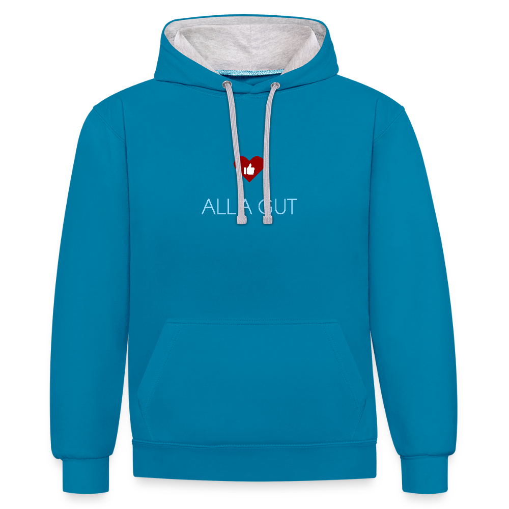 UNISEX HOODIE - ALLA GUT DARK - Pfauenblau/Grau meliert