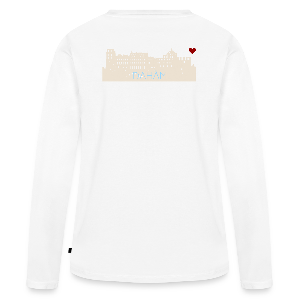 DAMEN ORGANIC LANGARM-SHIRT - HEIDELBERGER SCHLOSS DAHÄM (DESIGN HINTEN) DARK - Weiß