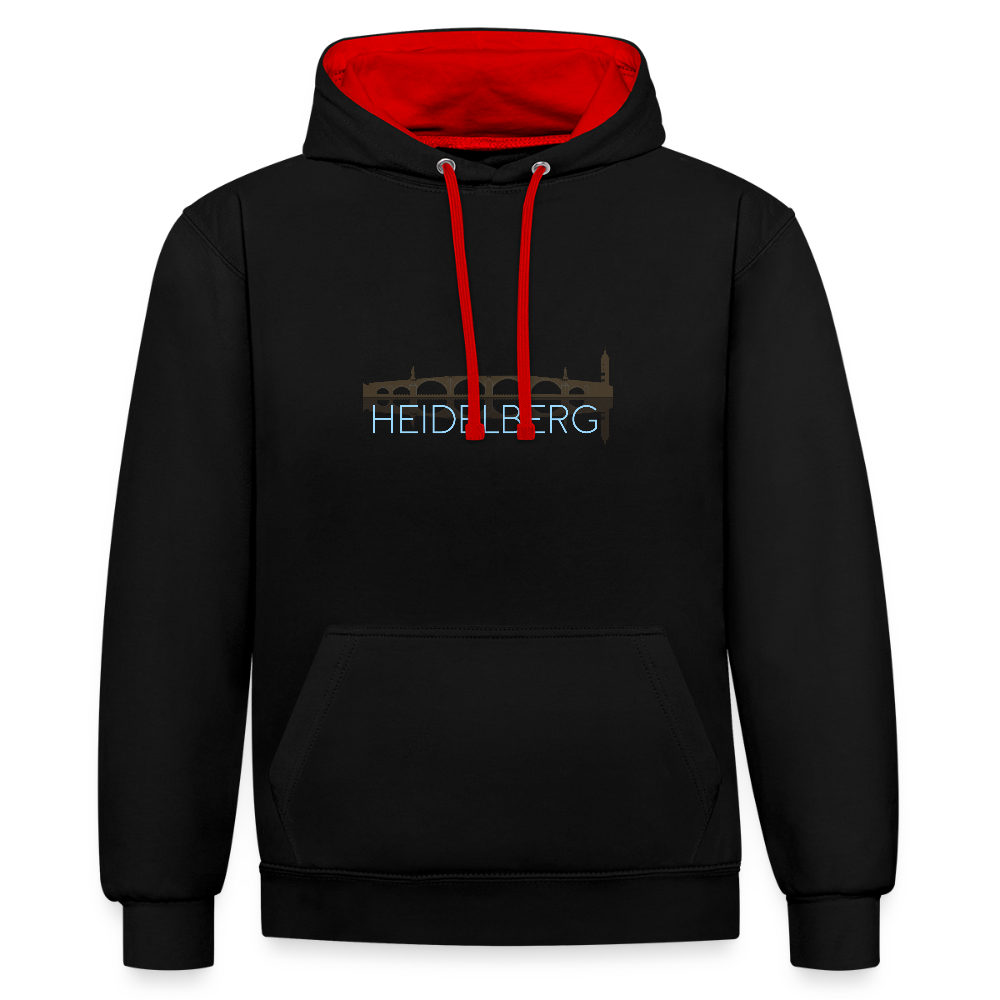 UNISEX HOODIE  - ALTE BRÜCKE HEIDELBERG DARK - Schwarz/Rot